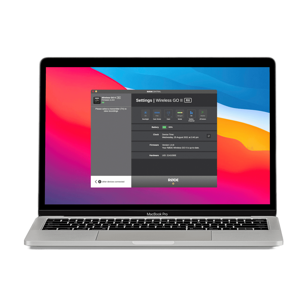 RØDE Central on MacBook