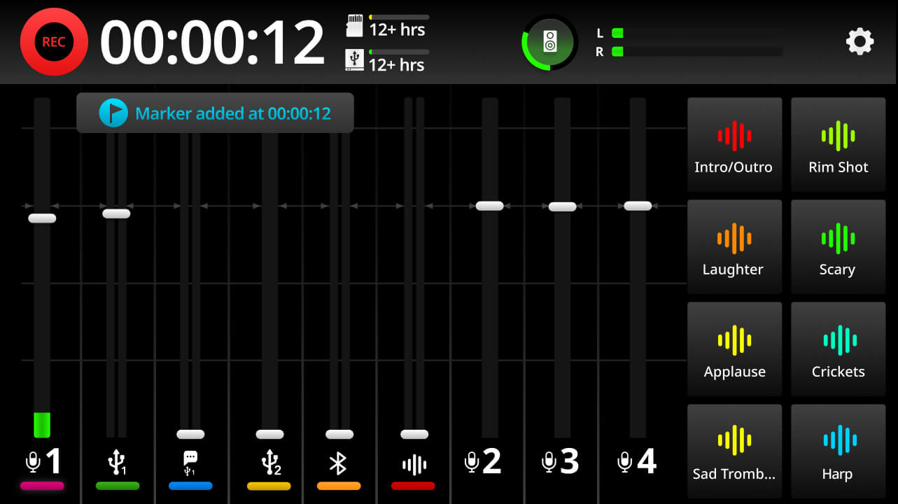 RØDECaster Pro II screen indicating marker added