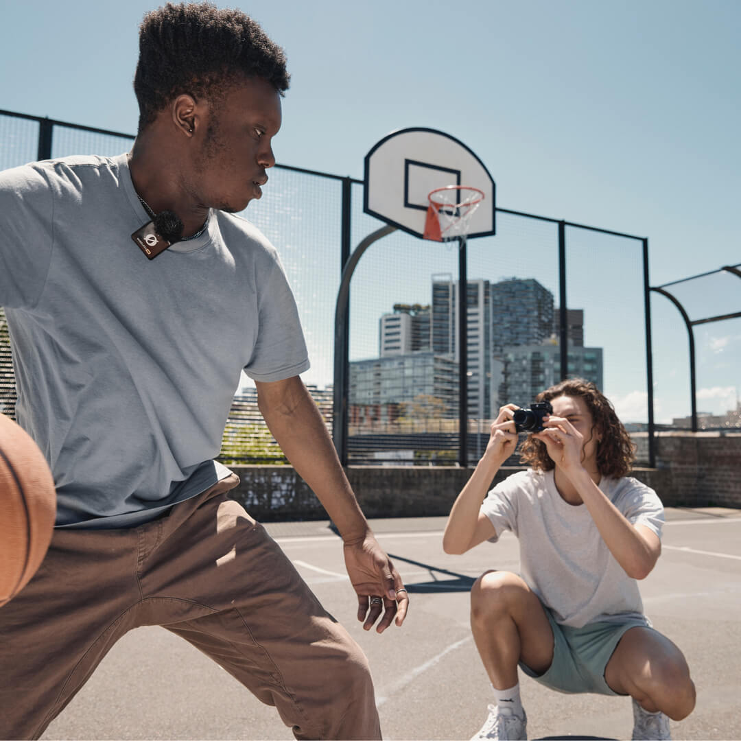 Basketball player wearing Wireless ME being filmed