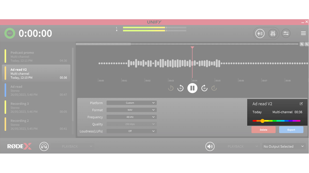 Colour coding and renaming recordings in UNIFY