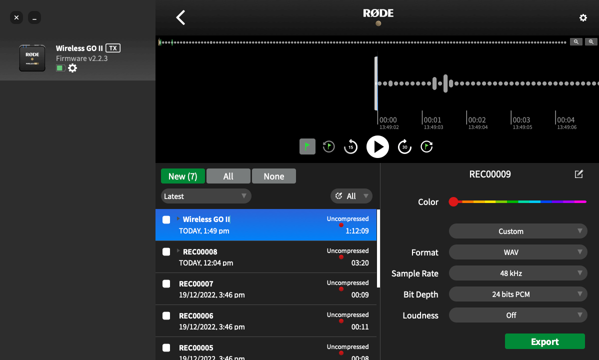 Renaming Wireless GO II files on RØDE Central